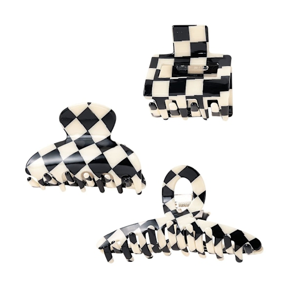 Checker Claws Skildpadde Hårspænder Klø-Klips Til Kvinder Anti-Glid Grip Gitter Design Hårkæbeklips Klemme 80'er Æstetik Store Hårtilbehør Til Pige
