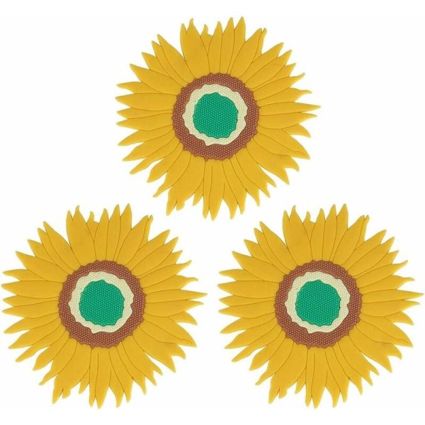 3-osaiset auringonkukkaruukkumatot, kukkamaiset kuppimatot, pyöreät pöytämatot, CAN käyttää pöytämatoille, ruukkutyynyille, kukkaruukkutyynyille, koristetyynyille