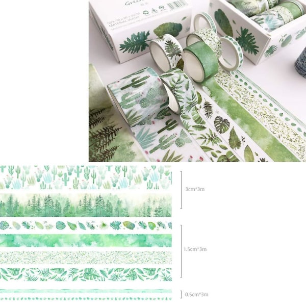 Green Leaf Cactus Paper Tape 16 Pack Blå + Grön