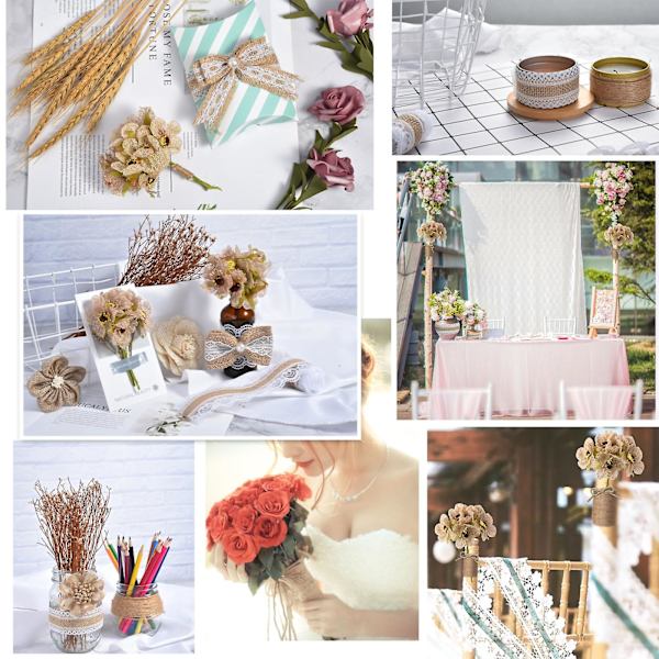 30 st Jutesäckblommor Set, För DIY Hantverk Dekoration Tillverkning Bröllopsdekoration