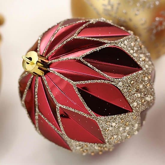 Julkulor 8 cm – Set om 16 – Julkulor i plast – Röd & guld Rood & wit XXS