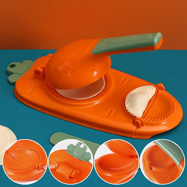 2 i 1 Dumpling Mold Printing Dumpling Maker Manuell Deg Press Dumpling Skin Mold (Orange) Den Nya