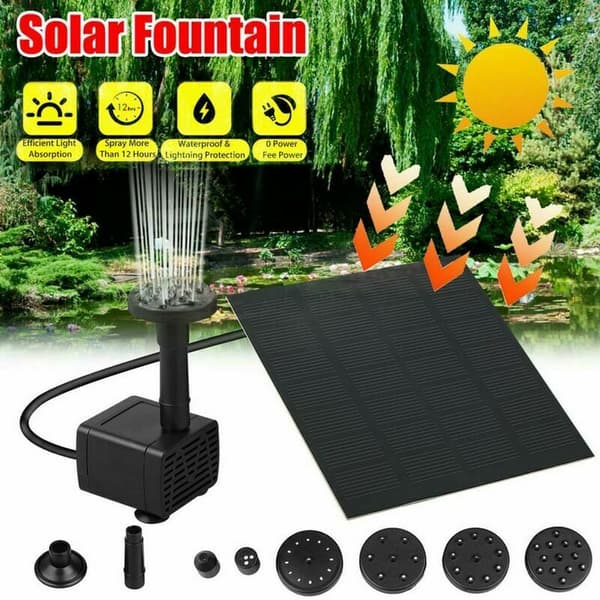 Solarpump Damm Pump Solfontän Vattenfunktion Prydnadsfontän Trädgård