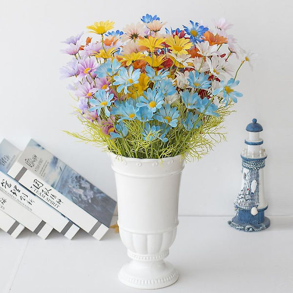 5 st konstgjorda prästkragar, festdekorationer, konstgjorda sidenblommor, vaser, krukor, simulerade buketter för hemmet (lila)