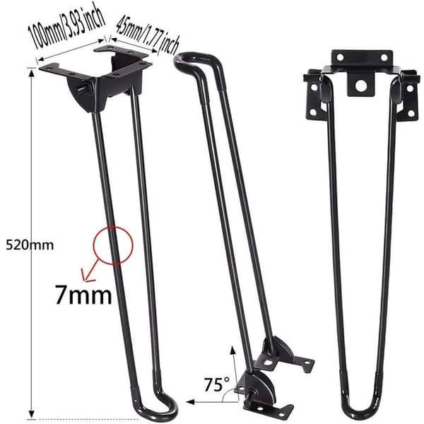 Fällbara bordsben 4-pack Hårnålsfällbara bordsben 52 cm höjd Svart Kraftiga Lätta att installera Fällbara soffbordsben