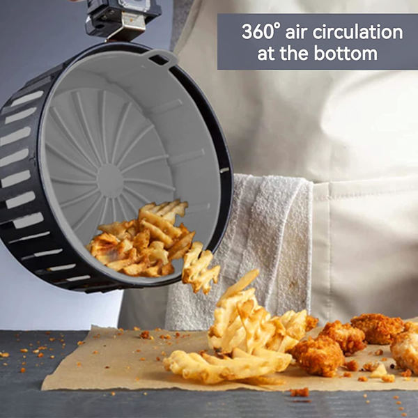 Ersättning av pappersfoder, silikonformar Air Fryer-tillbehör, inget mer hårt rengöring 7,5x2,2 tum grå
