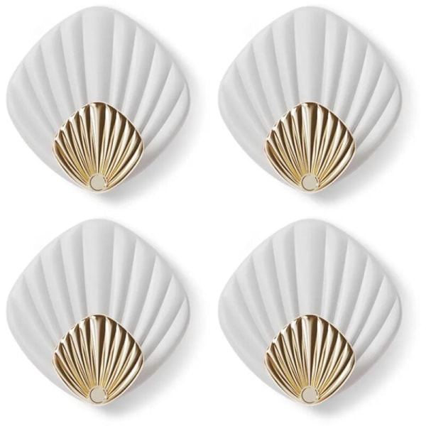 4-pack självhäftande handdukskrokar, skalformade väggkrokar utan borrning, självhäftande krokorganisatör för badrum och kök - Vit??