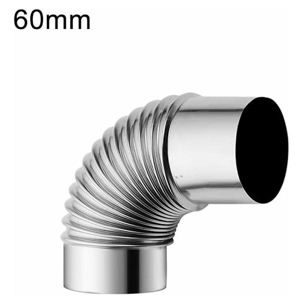 Rostfritt stål 90 graders böjd skorstensrör för rökkamin, 60 mm
