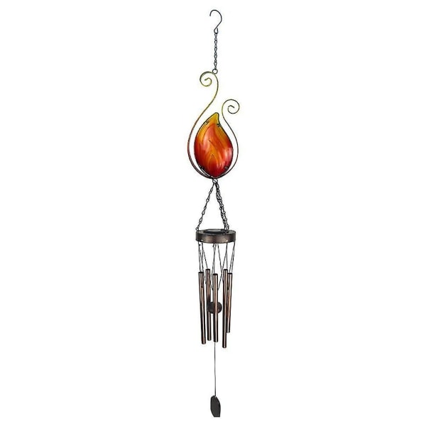 Flame Iron Art Solar Wind Chime Smält färg Glas Wind Chime Aluminium Tube Utomhushänge