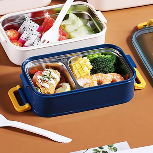 21,5*12,2*13,7 cm 2 lager grå lunchlåda arbete student utomhusaktiviteter resor mikrovågsugn uppvärmning matbehållare plast Bento-låda