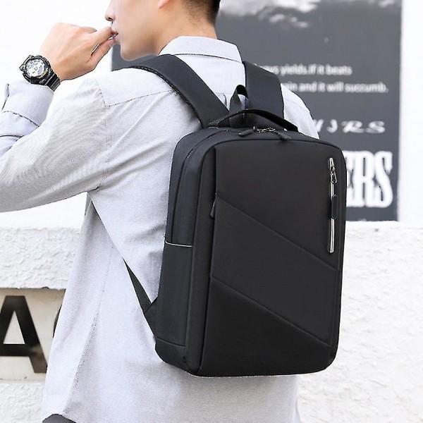 Affärsryggsäck med reflexremsa, unisex stor kapacitet laptopryggsäck utomhus reseryggsäck med USB-laddningsport