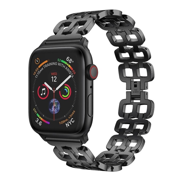 För Apple Watch Series 4 Armband i rostfritt stål Dual Hole Metal Armband Apple Smartwatch Gen 4 Universal Full Wrap Band 44mm Svart