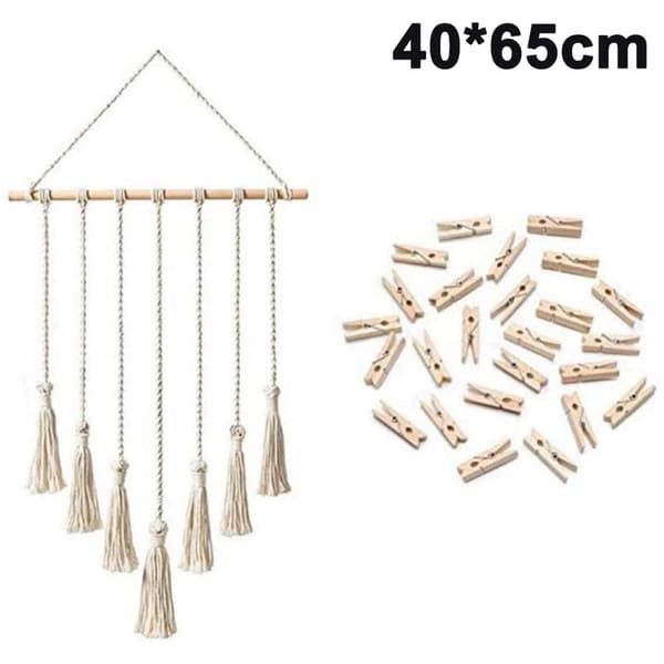 40 65cm Väggbonad i Makramé med Tofsar Väggkonst Boho Heminredning för Vardagsrum Sovrum Barnrum Sovrum Beige