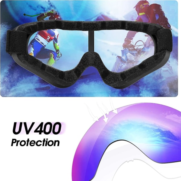 Skidglasögon, Wruas 2-pack Skidåkning Snowboardglasögon för Wruas Barn Män Kvinnor Pojkar Flickor, Wruas Uv400 skydd