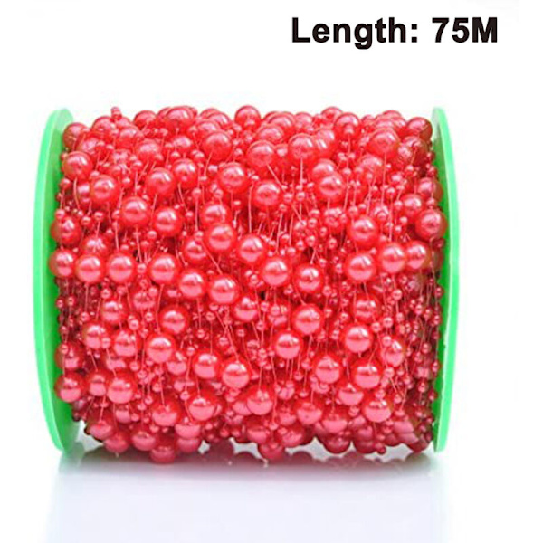 B&S FEEL 5mm Faux Pearl Beads Garland Pearl Bead Roll Strand för bröllopsdekoration, 99 fot? Rulle, Röd