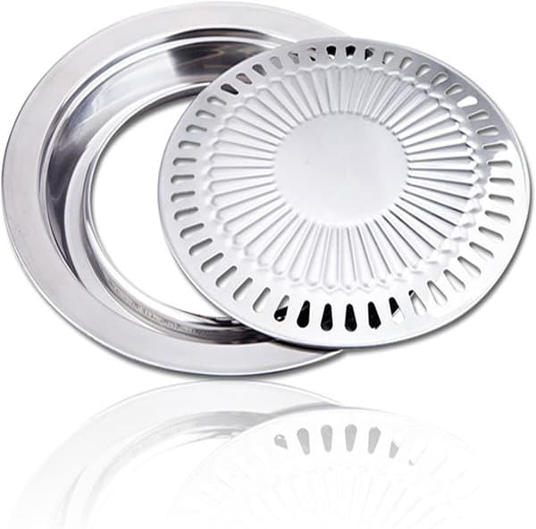 Rostfritt stål non-stick rund grill campinggrill