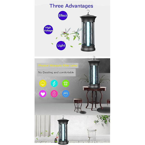 Bug Zapper för utomhus och inomhus, kraftfull 3000v elektrisk myggzapper, vattentät insektsfälla utomhus, elektronisk glödlampa
