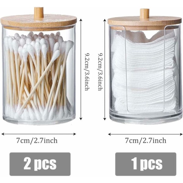 3-delad Akryl Q-tips Hållare Rund Bomullsrondellburk Bomullsrondellkula Kan Dispenser för Att Organisera Personliga Badrumsrengöringstillbehör Yaekay120