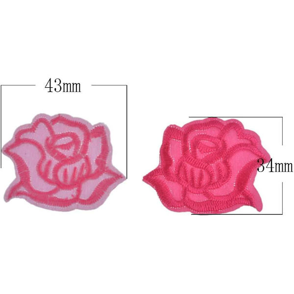 20 st rosor blomsterbroderi applikation strykjärn på blomma applikation kläder lapp sömnad dekoration