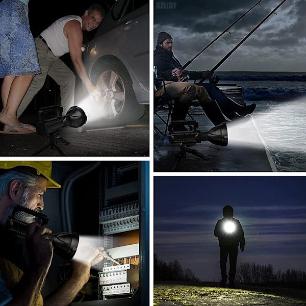 Kraftig LED-lommelygte, kraftig lommelygte, vandtæt fiskerilampe, USB-genopladelig pandelampe, campinglampe, 1 stk.