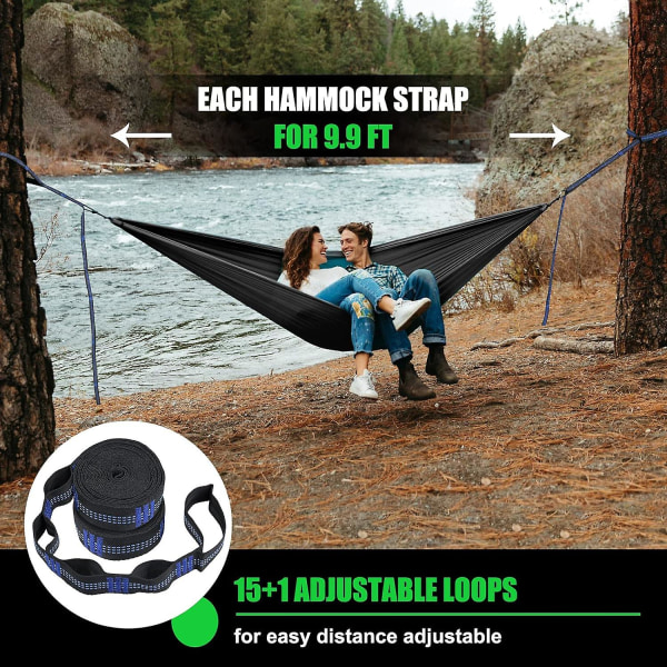 Hängmattsremmar Camping Hängmatta Träremmar Set, 20ft Lång Combo, 30+2 Loopar, 2000 lbs Högbelastningsremmar