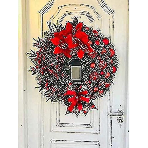 Julkrans Konstgjorda Blommor Röd 43cm Julkransar Jul Spiskrans Inomhus Utomhus Juldekoration För Dörr Vägg Fönster Wal