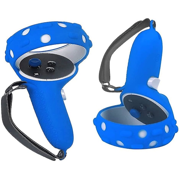 1 Par Touch Controller Grip Cover for Oculus Quest 2 Anti-kast Spillhåndtak Beskyttende Hylster Tilbehør med Justerbar Håndledd Knuckle Strap Spill Pa