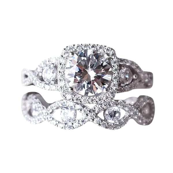 Hel diamant mikro-set par prinsessrund diamantset ring