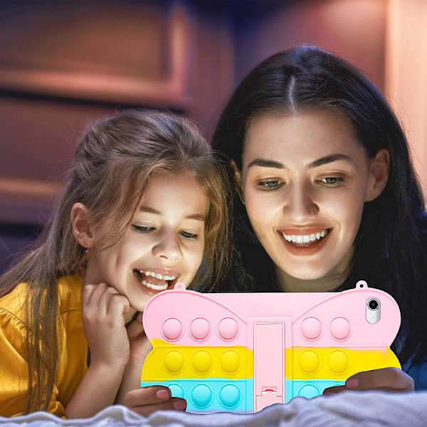 Färgglatt Fjärilsfodral för iPad Mini 4 - Cartoon Rolig Kawaii Söt Silikon Kul Skydd Stilren Mode Unik Design Fidget Skyddande Estetisk för Flickor Pojkar K