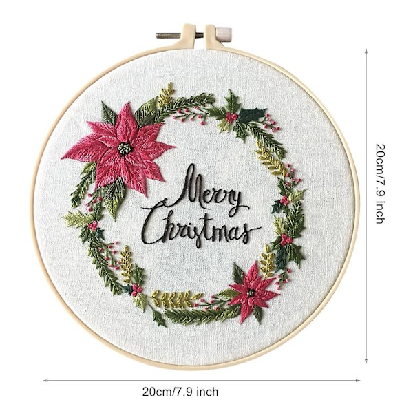 Heltäckande Broderi Korsstygn Präglad Julduk Present Blommig Set