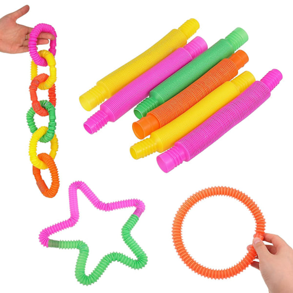 12 st Sensoriska Stretch Tubes Färgglada Fidget Toys Mini Sensor Tube Pop Tubes Pedagogiska barnleksaker Slumpmässig färg