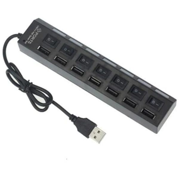 Switch expansionshubb 7-portars USB2.0 datorhubb USB expansionshubb en till sju USB2.0 splitter PC bärbar dator stationär dator (1 st)