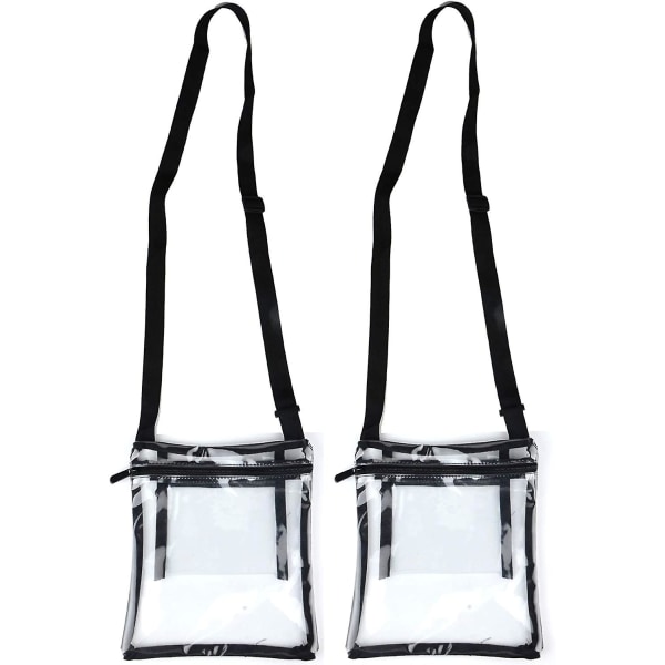 2-pack liten genomskinlig handväska, axeltransparent vinyl messenger-väska, genomskinlig korsformad handväska