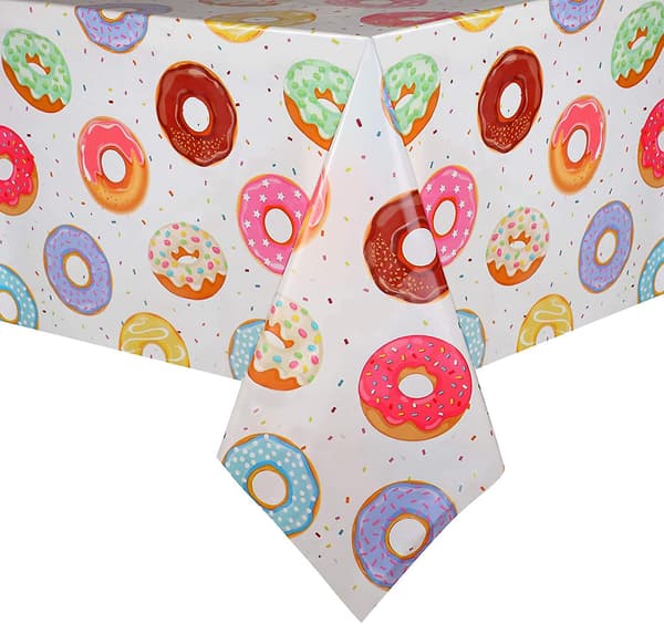 3 Styk Donut Dessert Party Plastik Dug, Rektangulær Donut Dug til Dessertfester, Børnefødselsdag Dekorationer