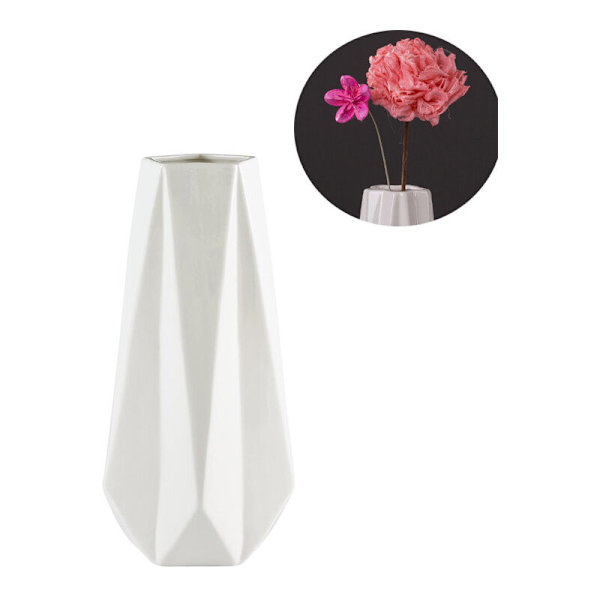 Rivet Modern Angled Stoneware Vas 36,5 cm Hög Vit