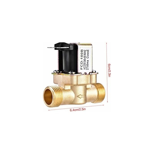 ??Elektrisk mässingsmagnetventil 1/2 AC 220V N/C Normalt stängd flödesventil för vattenkontroll