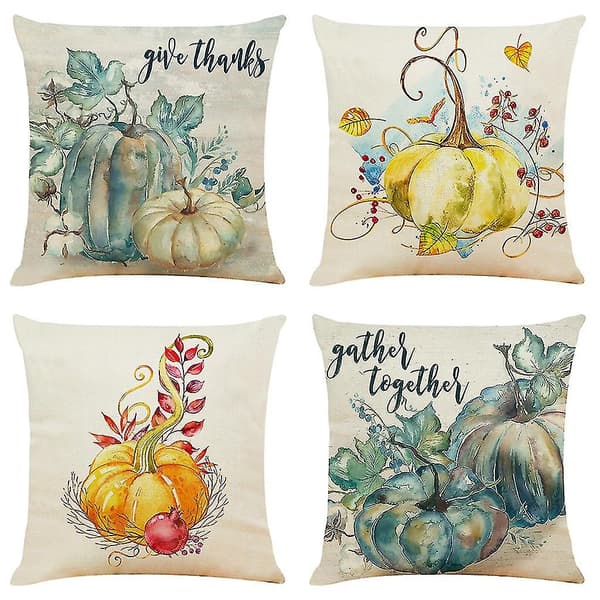 Hemdekoration Kuddfodral Pumpa Höst Kuddfodral Soffa Kastkuddar 4-pack