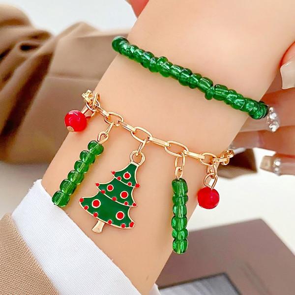 Christmas Beaded Armband Set Mode Kreativa Handgjorda Färgglada Rispärlor Julgran Armband Armband Semesterpresent