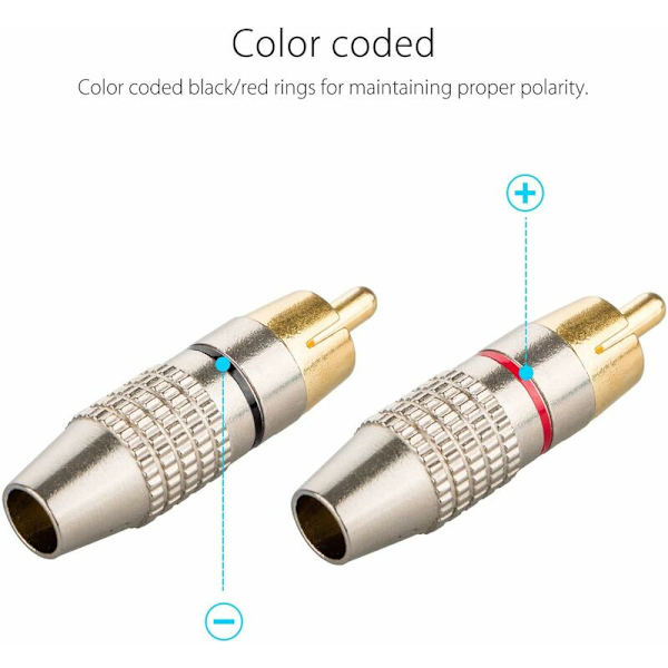 12 stk. RCA-han-stik, RCA-lyd-videostik, RCA-terminal-lydstik, RCA-loddefri stik, RCA-stik-jackstik