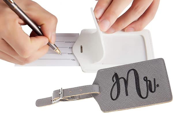 Bagageetiketter för par, bröllopsdusch, resetiketter