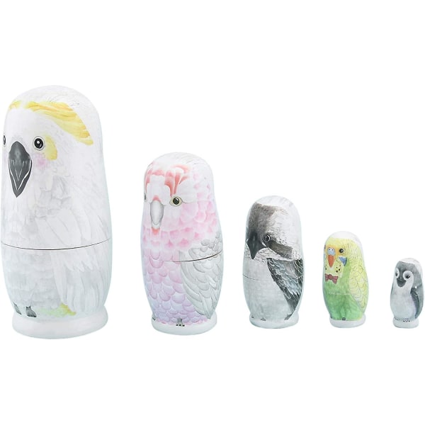 5-pack Ryska Nesting Dolls Söta Djur Nesting Doll Trä Stapelbara Nesting Leksak Set Födelsedagspresent