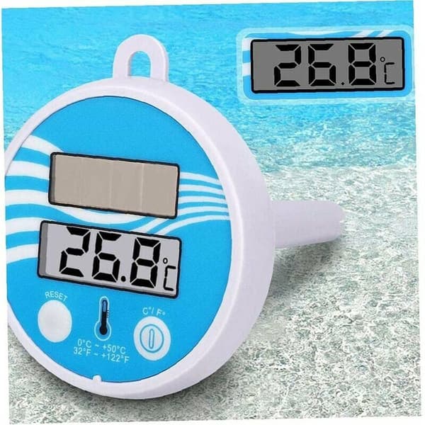 Pooltermometer, digital temperaturmätare med soldriven kedja för pool, spa, bubbelpool, damm