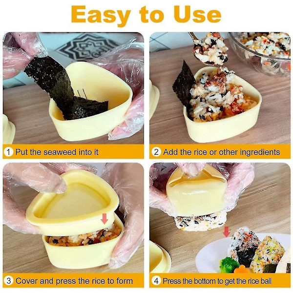 Onigiri-form, 3-pack Risform Musubi Maker-kit, Makerpress, Klassisk Triangel Risboll Maker Sush