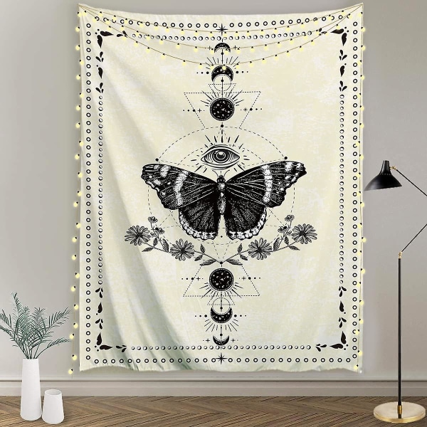 Sovrum Fjäril Gobeläng Vägg Hängande Vintage Måne Fas Constellation Vägg Konst Dekor, 100x150 cm