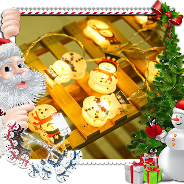 Led Lantern String Creative Snowman Julgran Batteri Ljus String Utomhus Jul Semester Dekoration Ljus StringB