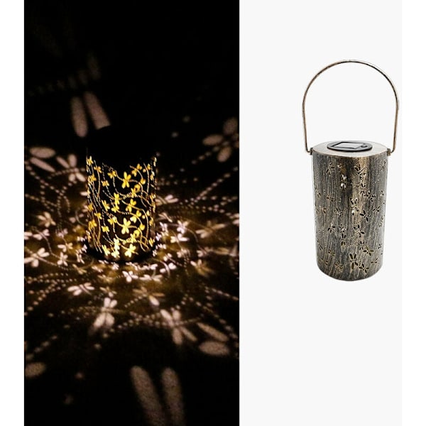 Udendørs solcelle-guldsmed lysekrone hul metal dekorativ LED havebelysning