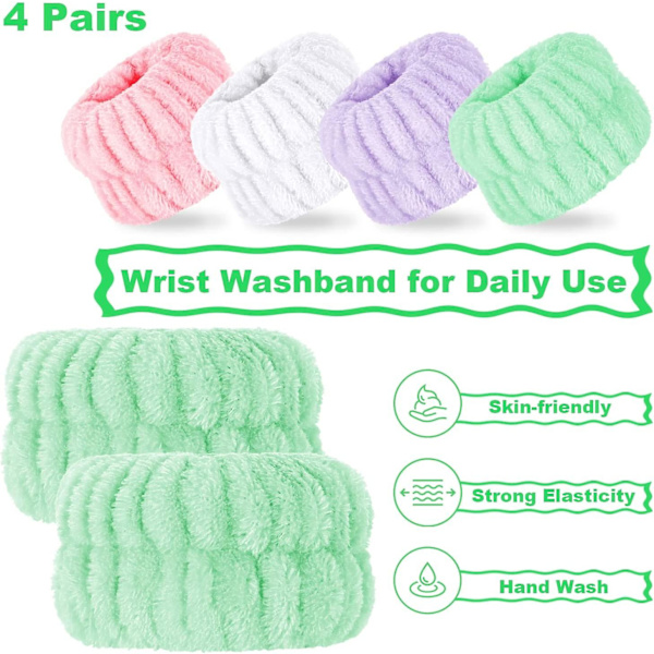 8 st Spa Handledsband Microfiber Handledsband Handledsband För Tvätta Ansiktet Absorberande Handledsband Handledsband För Kvinnor Flickor Förhindra Vätska