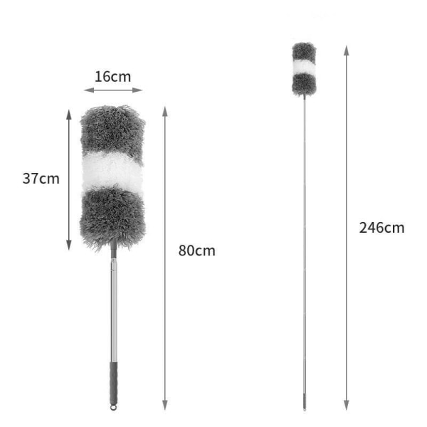 Fällbar fjäderdammvippa spindelvävsdammvippa varghuvud 245CM hopfällbart huvud tvättbar (grå) 1 st