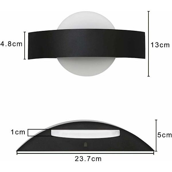 LED indendørs væglampe, moderne vægbelysning, 3000K varm hvid jern og akryl, ??16cm, 7W, ganglampe til stue, arbejdsværelse, soveværelse, trappe