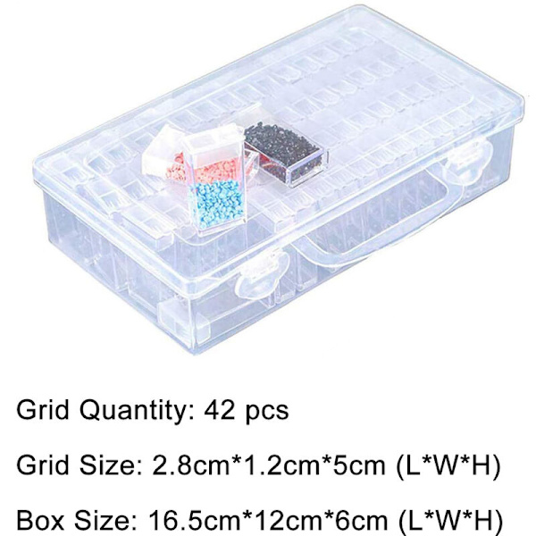 42 rutnät transparent låda DIY handgjorda pärlor diamantmålning glasförvaringslåda rispärlor låda nagelkonst tillbehör låda